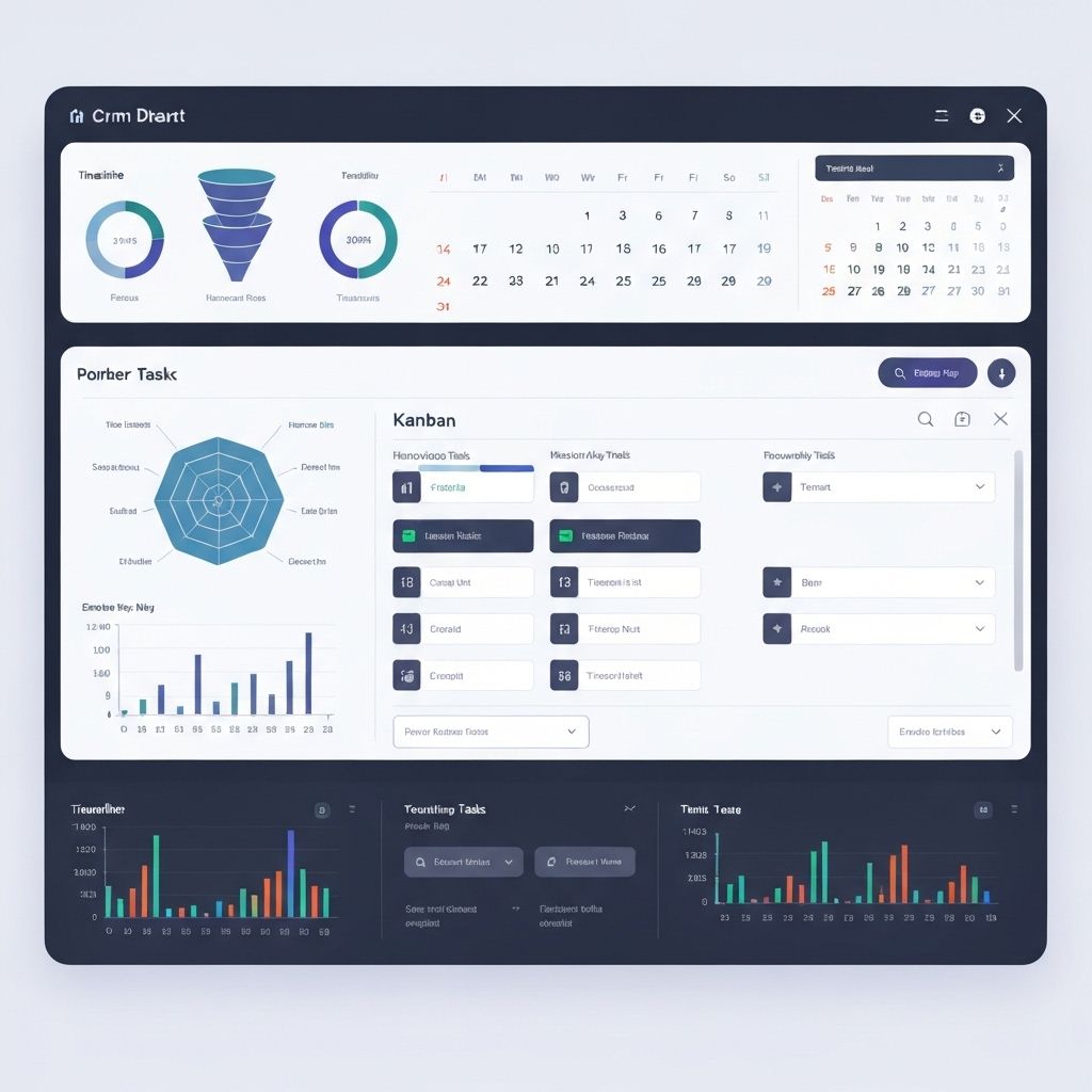Stylized Orion CRM dashboard mockup